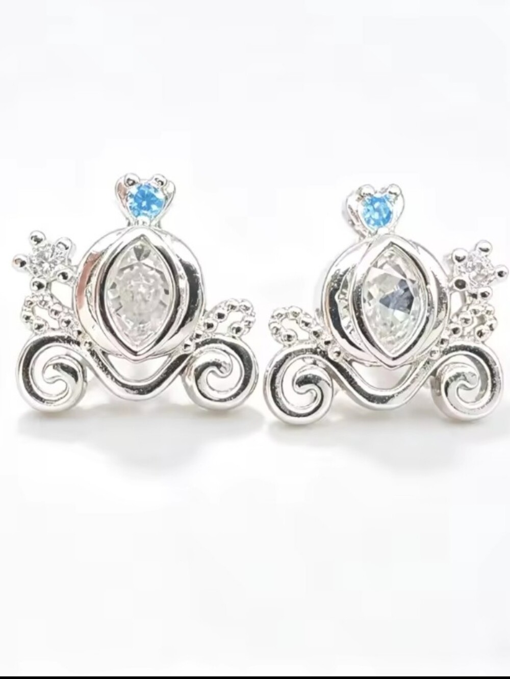 Disney Cinderella Carriage Stud Earrings Silver